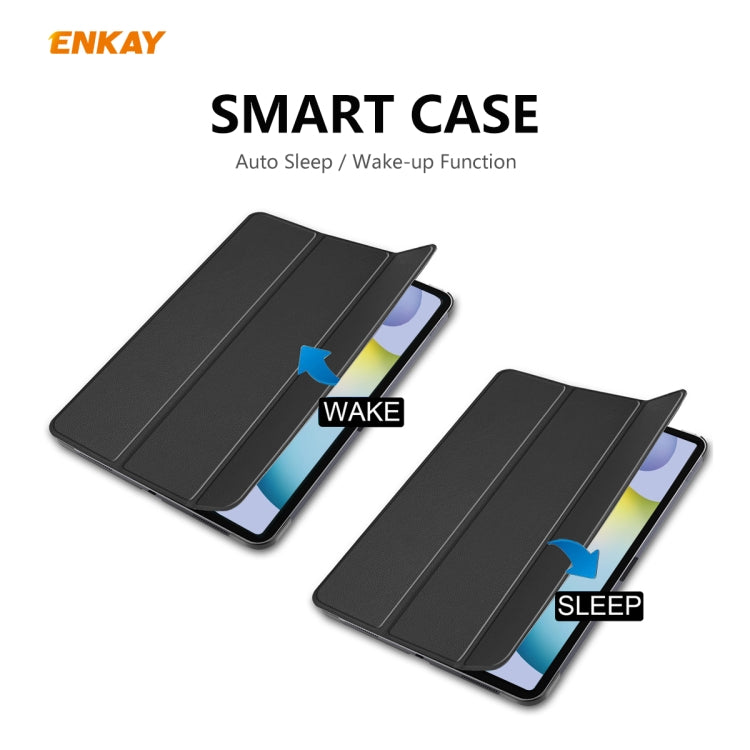 For Samsung Galaxy Tab S6 Lite P610 / P615 / Tab S6 Lite 2022 / P613 / P619 ENKAY 3-Fold Plastic Leather Smart Tablet Case(Grey) - Tab S6 Lite P610 / P615 by ENKAY | Online Shopping UK | buy2fix