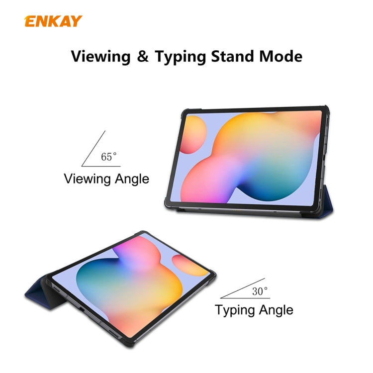 For Samsung Galaxy Tab S6 Lite P610 / P615 / Tab S6 Lite 2022 / P613 / P619 ENKAY 3-Fold Plastic Leather Smart Tablet Case(Grey) - Tab S6 Lite P610 / P615 by ENKAY | Online Shopping UK | buy2fix