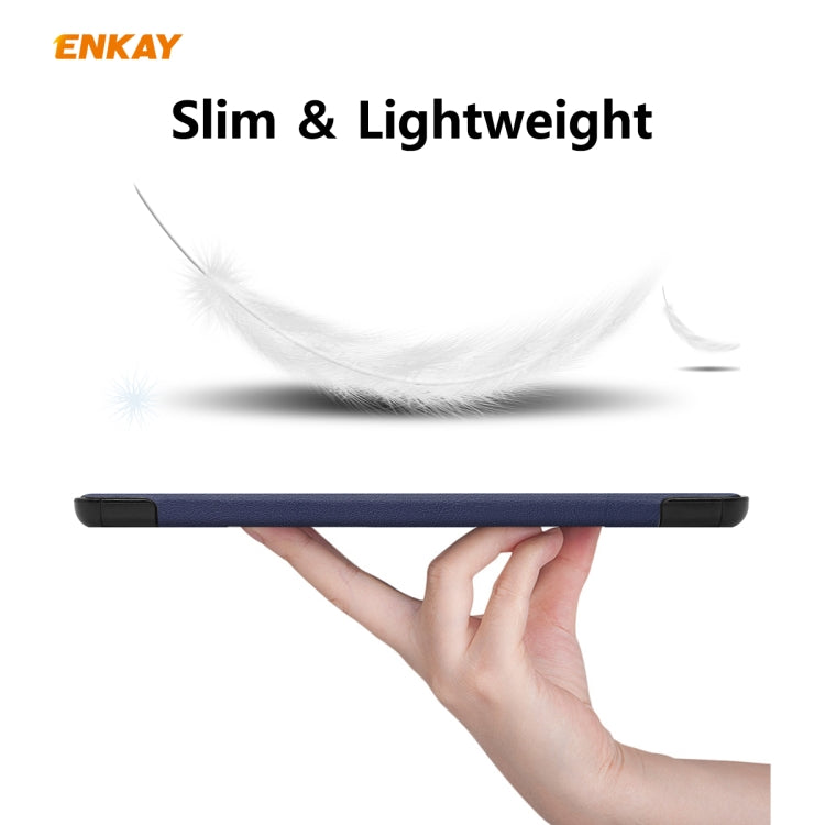 For Samsung Galaxy Tab S6 Lite P610 / P615 / Tab S6 Lite 2022 / P613 / P619 ENKAY 3-Fold Plastic Leather Smart Tablet Case(Grey) - Tab S6 Lite P610 / P615 by ENKAY | Online Shopping UK | buy2fix