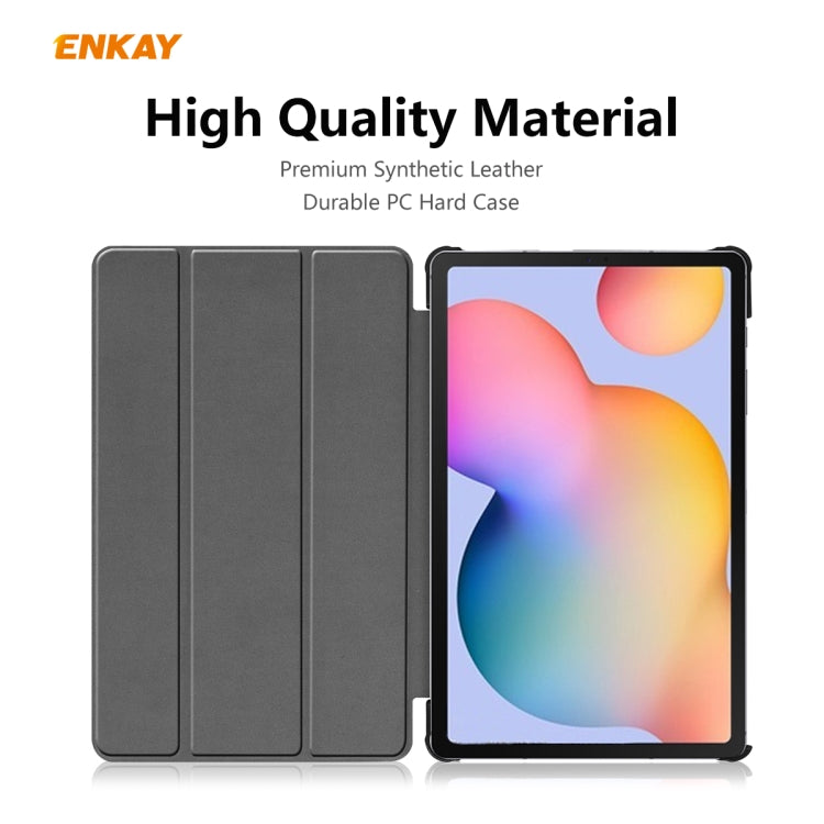 For Samsung Galaxy Tab S6 Lite P610 / P615 / Tab S6 Lite 2022 / P613 / P619 ENKAY 3-Fold Plastic Leather Smart Tablet Case(Grey) - Tab S6 Lite P610 / P615 by ENKAY | Online Shopping UK | buy2fix
