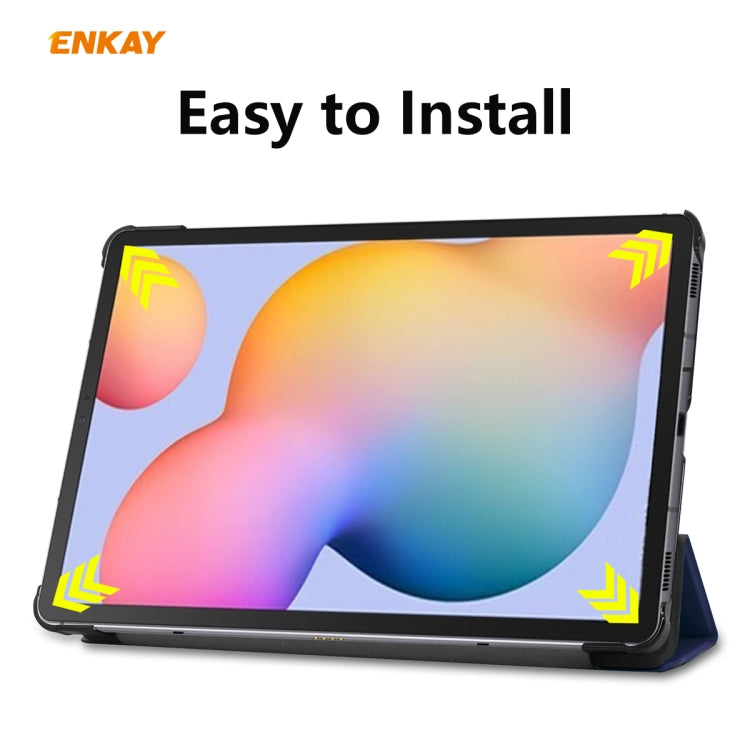 For Samsung Galaxy Tab S6 Lite P610 / P615 / Tab S6 Lite 2022 / P613 / P619 ENKAY 3-Fold Plastic Leather Smart Tablet Case(Grey) - Tab S6 Lite P610 / P615 by ENKAY | Online Shopping UK | buy2fix