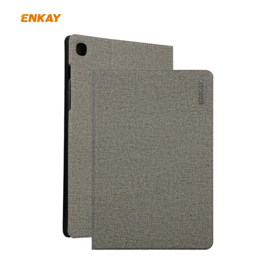 For Samsung Galaxy Tab S6 Lite P610 / P615 / Tab S6 Lite 2022 / P613 / P619 ENKAY Coarse Cloth Leather Smart Tablet Case(Grey) - Tab S6 Lite P610 / P615 by ENKAY | Online Shopping UK | buy2fix