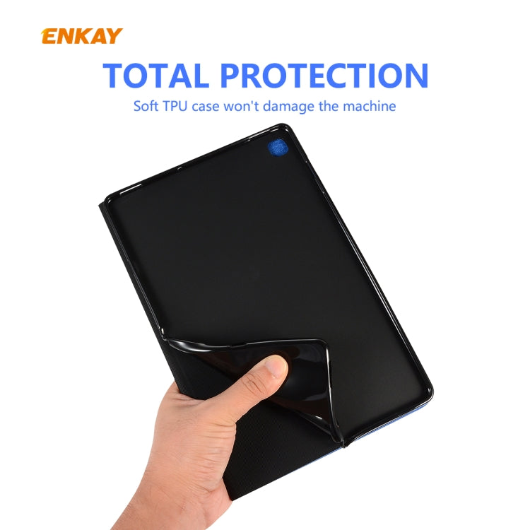 For Samsung Galaxy Tab S6 Lite P610 / P615 / Tab S6 Lite 2022 / P613 / P619 ENKAY Coarse Cloth Leather Smart Tablet Case(Grey) - Tab S6 Lite P610 / P615 by ENKAY | Online Shopping UK | buy2fix