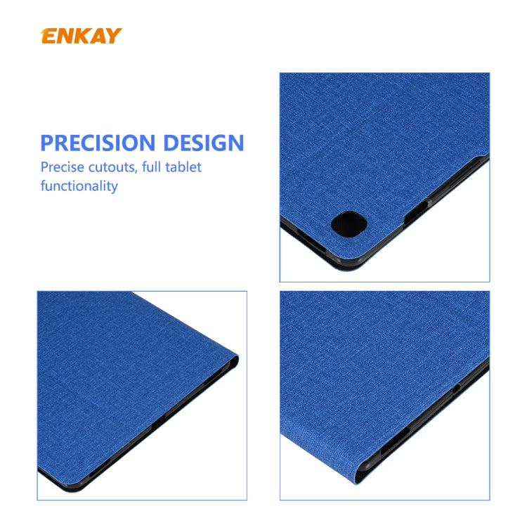 For Samsung Galaxy Tab S6 Lite P610 / P615 / Tab S6 Lite 2022 / P613 / P619 ENKAY Coarse Cloth Leather Smart Tablet Case(Grey) - Tab S6 Lite P610 / P615 by ENKAY | Online Shopping UK | buy2fix