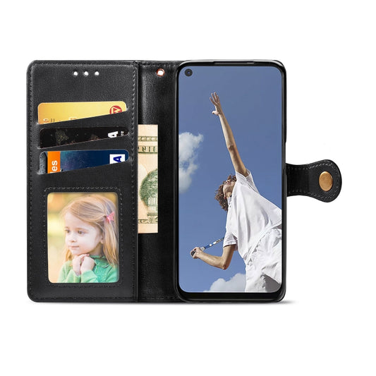 For OPPO A52/A72/A92 Retro Solid Color Leather Buckle Phone Case with Lanyard & Photo Frame & Card Slot & Wallet & Stand Function(Black) by buy2fix