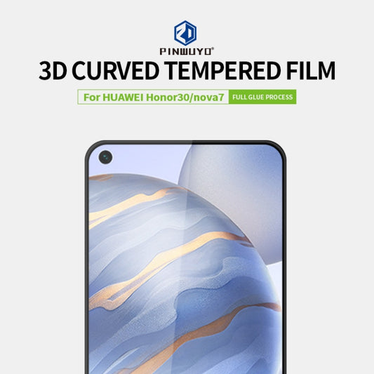 For Huawei Honor 30/nova7 PINWUYO 9H 3D Curved Full Screen Explosion-proof Tempered Glass Film(Black) by PINWUYO