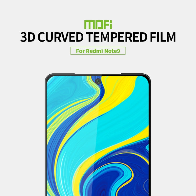 For Xiaomi Redmi Note 9 MOFI 9H 3D Explosion-proof Curved Screen Tempered Glass Film(Black) - by MOFI | Online Shopping UK | buy2fix