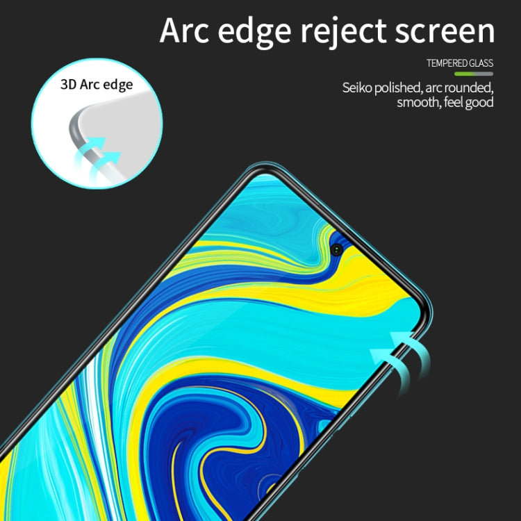 For Xiaomi Redmi Note 9 MOFI 9H 3D Explosion-proof Curved Screen Tempered Glass Film(Black) - by MOFI | Online Shopping UK | buy2fix
