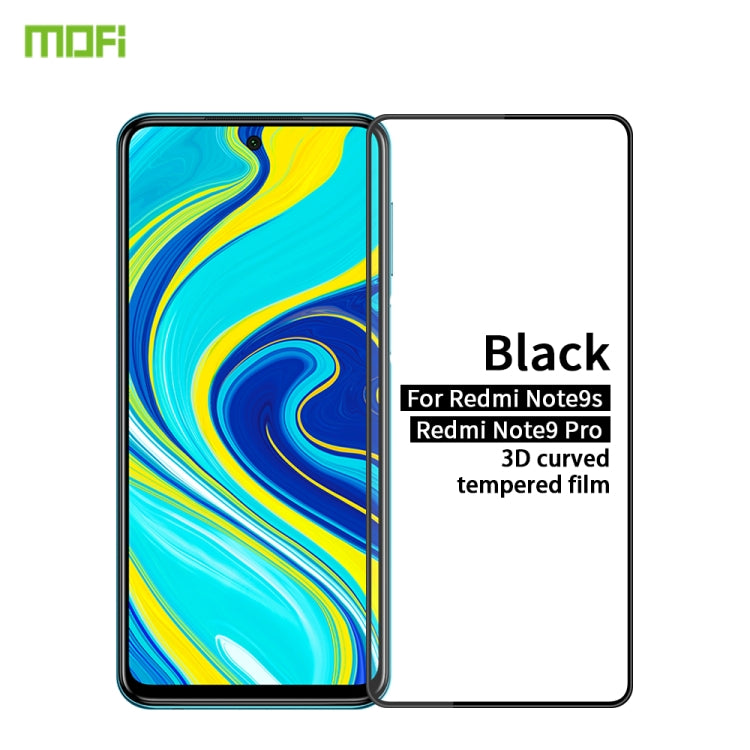 For Xiaomi Redmi Note 9S/Note 9 Pro MOFI 9H 3D Explosion-proof Curved Screen Tempered Glass Film(Black) - by MOFI | Online Shopping UK | buy2fix