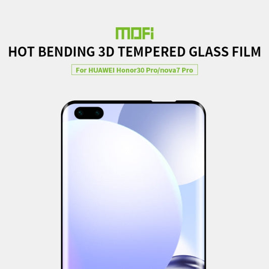 For Huawei Nova 7 Pro /Honor 30 Pro MOFI 9H 3D Explosion Proof Thermal Bending Full Screen Covered Tempered Glass Film(Black) by MOFI