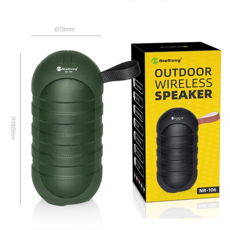 NewRixing NR-106 Mini Portable Stereo Bluetooth Speaker, Support Hands-free Calling & TF Card Slot & FM(Green) - Desktop Speaker by NewRixing | Online Shopping UK | buy2fix