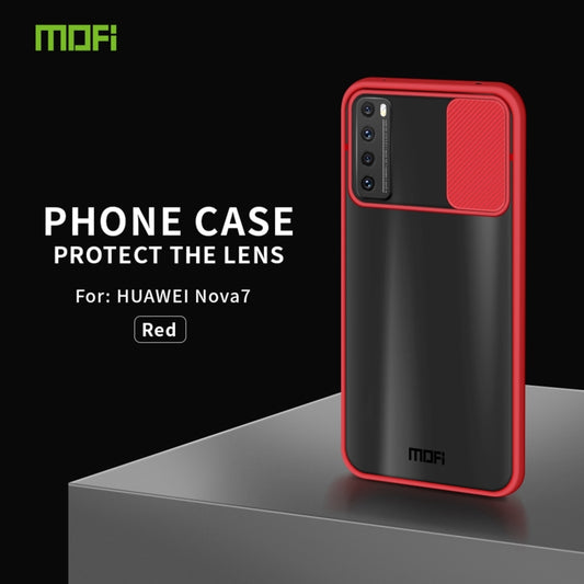 For Huawei nova 7 MOFI Xing Dun Series PC + TPU Anti-peep Waterproof And Anti-drop All-inclusive Protective Shell, Translucent Frosted(Red) by MOFI