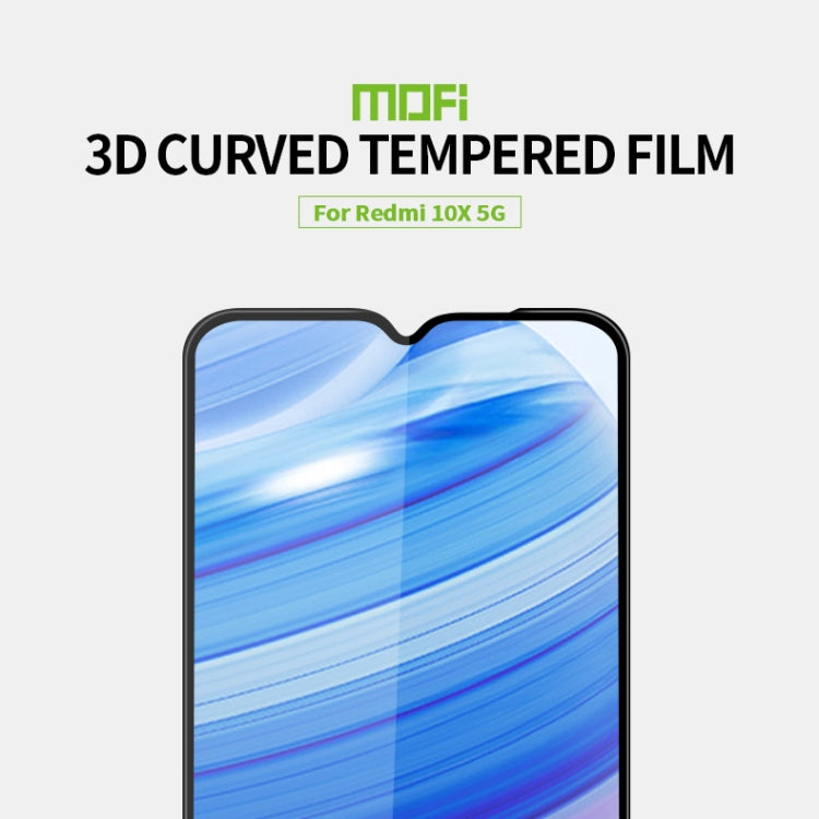 For Xiaomi Redmi 10X 5G MOFI 9H 3D Explosion-proof Curved Screen Tempered Glass Film(Black) - by MOFI | Online Shopping UK | buy2fix