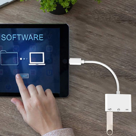 3 in 1 USB-C OTG Adapter with 3.5mm Headphone Jack, Compatible for iPad Pro and Type-C Jack Phone - Type-C Adapter by buy2fix | Online Shopping UK | buy2fix