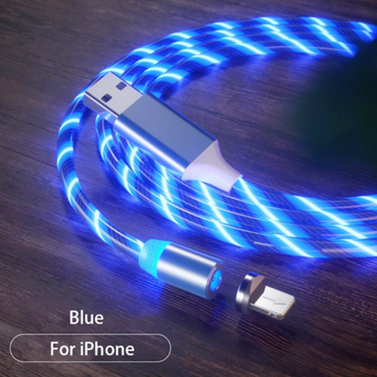 USB to 8 Pin Magnetic Suction Colorful Streamer Mobile Phone Charging Cable, Length: 1m(Blue Light) - Charging Cable & Head by buy2fix | Online Shopping UK | buy2fix
