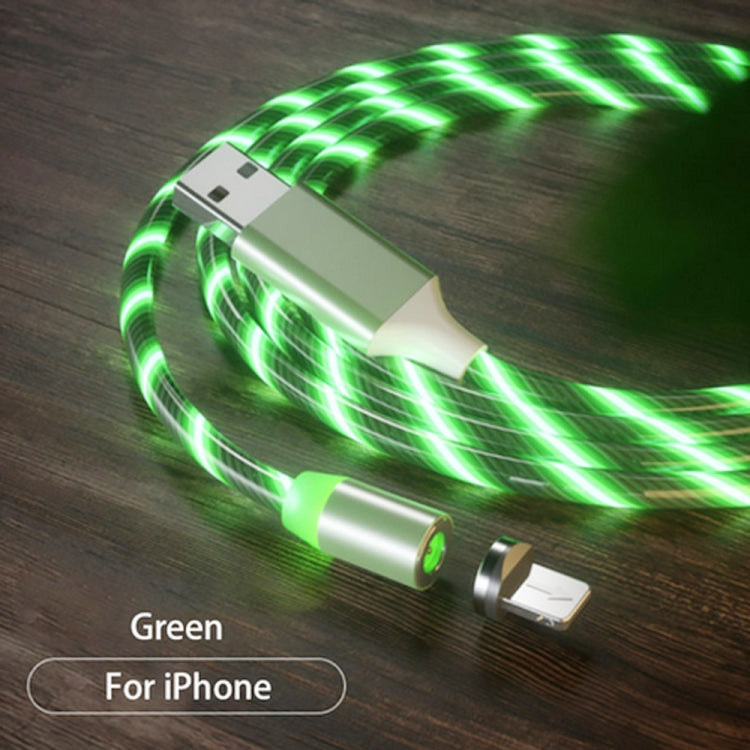 USB to 8 Pin Magnetic Suction Colorful Streamer Mobile Phone Charging Cable, Length: 1m(Green Light) - Charging Cable & Head by buy2fix | Online Shopping UK | buy2fix