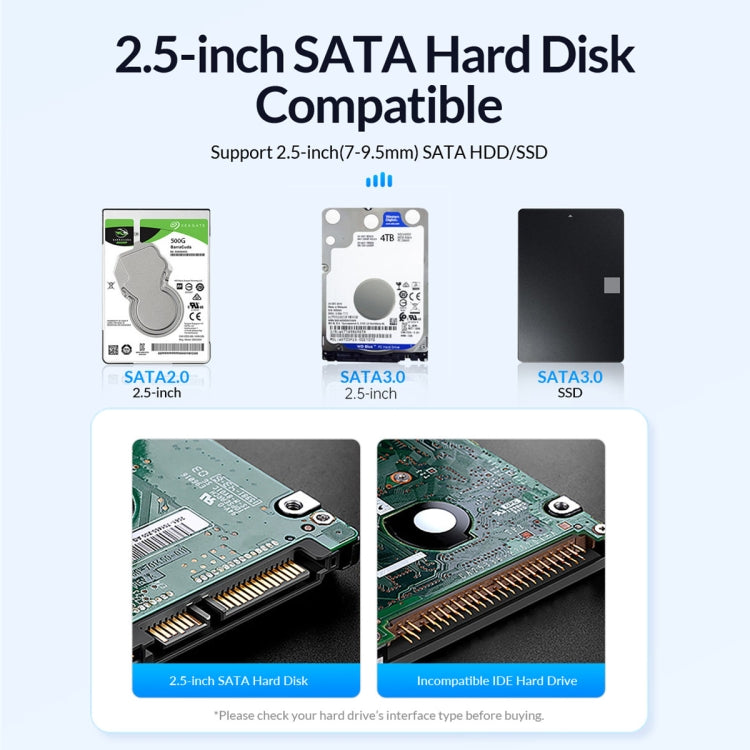 ORICO 2580U3 2.5 inch USB 3.0 SATA Hard Drive Enclosure Classic Mobile Hard Disk Box - HDD Enclosure by ORICO | Online Shopping UK | buy2fix