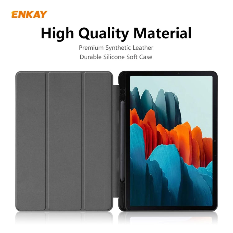 ENKAY ENK-8011 PU Leather + TPU Smart Case with Pen Slot for Samsung Galaxy Tab S8 / Galaxy Tab S7 11.0 T870 / T875(Black) by ENKAY