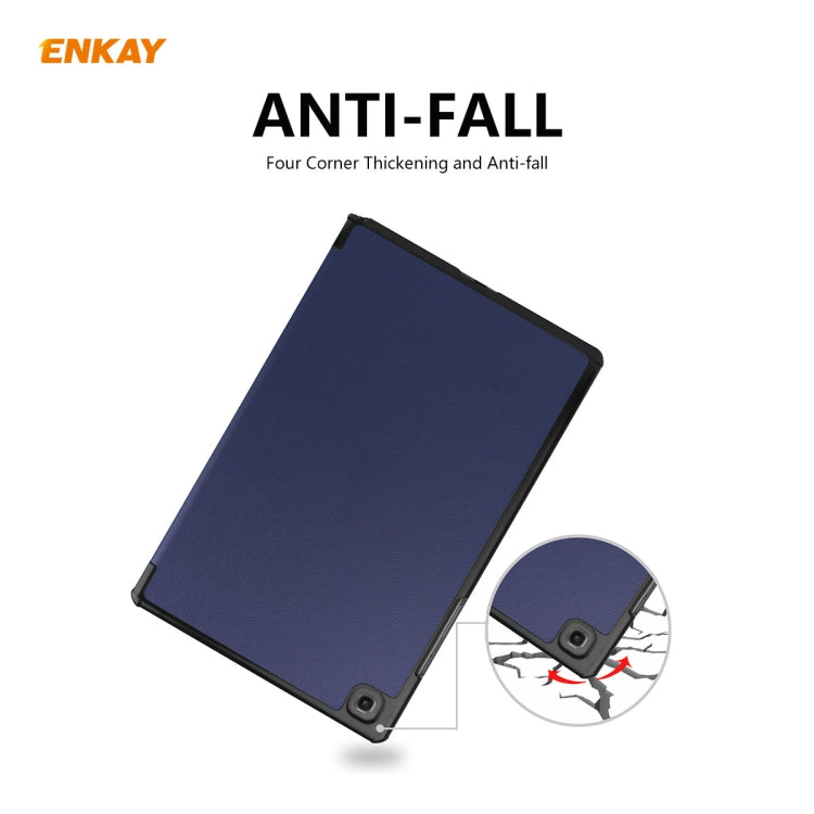 ENKAY ENK-8009 For Samsung Galaxy Tab A7 10.4 T500 / T505 2020 / 2022 PU Leather + Plastic Smart Case with Three-folding Holder(Dark Blue) - Other Galaxy Tab PC by ENKAY | Online Shopping UK | buy2fix