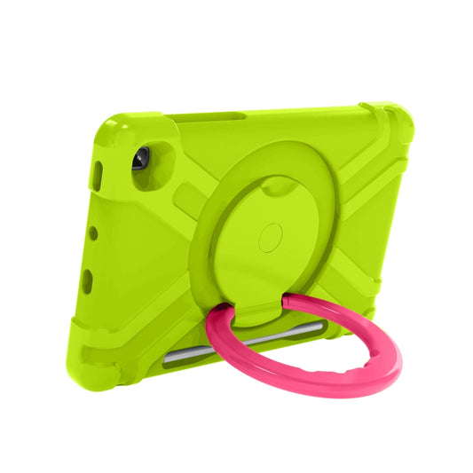 For Samsung Galaxy Tab S6 Lite P610 PC + Silicone Shockproof Combination Case with 360 Degree Rotating Holder & Handle & Pen Slot(Glass Green + Rose Red) - Tab S6 Lite P610 / P615 by buy2fix | Online Shopping UK | buy2fix