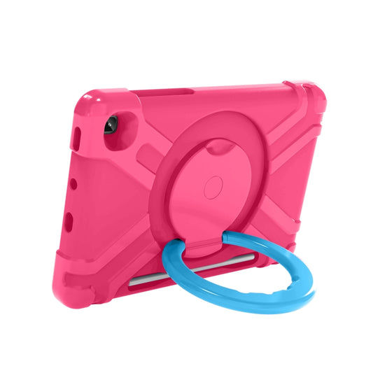 For Samsung Galaxy Tab S6 Lite P610 PC + Silicone Shockproof Combination Case with 360 Degree Rotating Holder & Handle & Pen Slot(Rose Red + Blue) - Tab S6 Lite P610 / P615 by buy2fix | Online Shopping UK | buy2fix