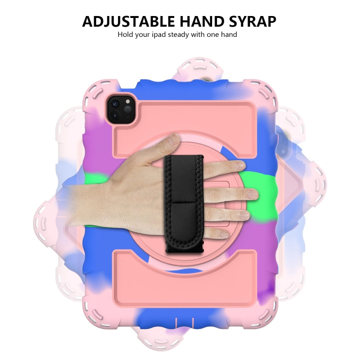 For iPad Air 2022 / 2020 10.9 360 Degree Rotation PC + Silicone Shockproof Combination Case with Holder & Hand Grip Strap & Neck Strap & Pen Slot Holder(Colorful+Rose Gold) - iPad Air (2022) / (2020) 10.9 Cases by buy2fix | Online Shopping UK | buy2fix