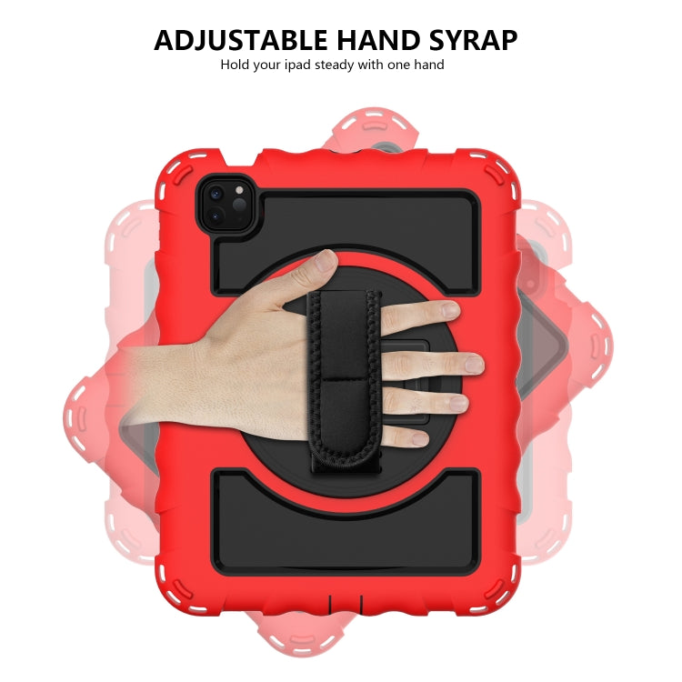For iPad Air 2022 / 2020 10.9 360 Degree Rotation PC + Silicone Shockproof Combination Case with Holder & Hand Grip Strap & Neck Strap & Pen Slot Holder(Red) - iPad Air (2022) / (2020) 10.9 Cases by buy2fix | Online Shopping UK | buy2fix