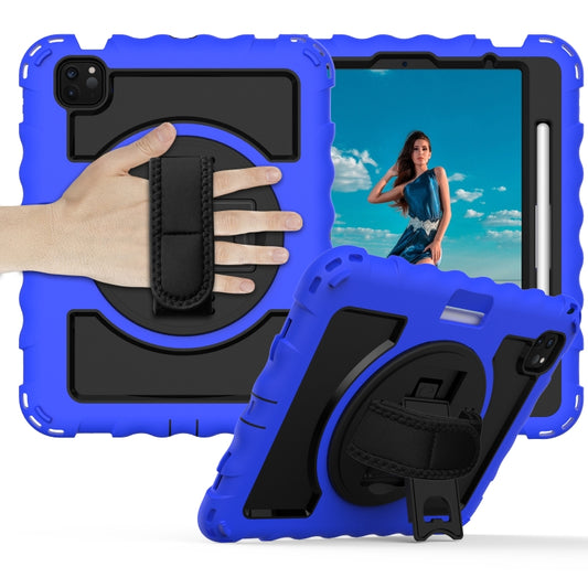 For iPad Air 2022 / 2020 10.9 360 Degree Rotation PC + Silicone Shockproof Combination Case with Holder & Hand Grip Strap & Neck Strap & Pen Slot Holder(Blue) - iPad Air (2022) / (2020) 10.9 Cases by buy2fix | Online Shopping UK | buy2fix