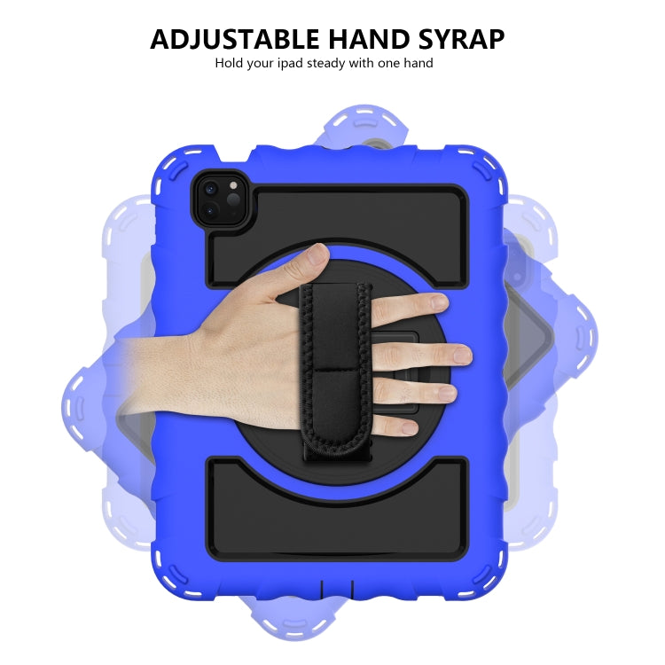 For iPad Air 2022 / 2020 10.9 360 Degree Rotation PC + Silicone Shockproof Combination Case with Holder & Hand Grip Strap & Neck Strap & Pen Slot Holder(Blue) - iPad Air (2022) / (2020) 10.9 Cases by buy2fix | Online Shopping UK | buy2fix