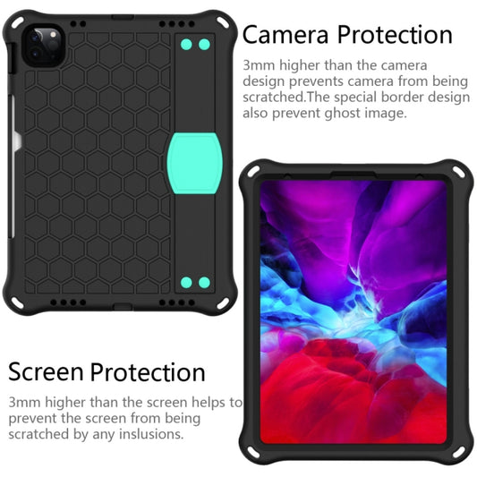 For iPad Air 2022 / 2020 10.9 Honeycomb Design EVA + PC Material Four Corner Anti Falling Flat Protective Shell with Strap(Black+Mint Green) - iPad Air (2022) / (2020) 10.9 Cases by buy2fix | Online Shopping UK | buy2fix