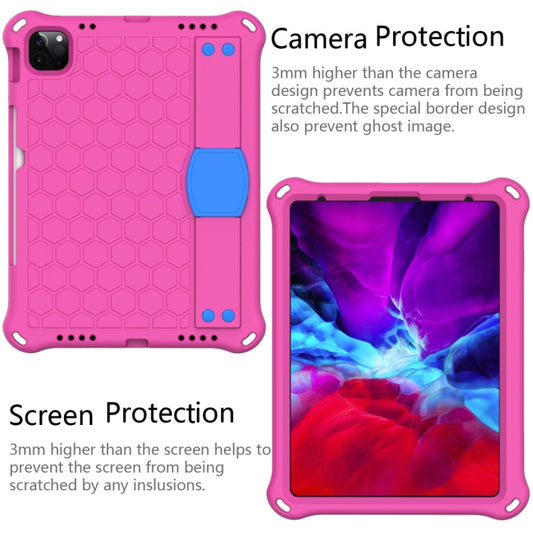 For iPad Air 2022 / 2020 10.9 Honeycomb Design EVA + PC Material Four Corner Anti Falling Flat Protective Shell with Strap(Rose Red+Blue) - iPad Air (2022) / (2020) 10.9 Cases by buy2fix | Online Shopping UK | buy2fix
