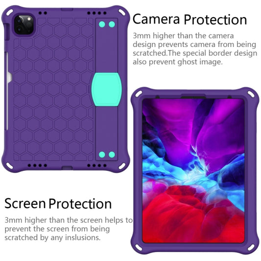 For iPad Air 2022 / 2020 10.9 Honeycomb Design EVA + PC Material Four Corner Anti Falling Flat Protective Shell with Strap(Purple+Mint Green) - iPad Air (2022) / (2020) 10.9 Cases by buy2fix | Online Shopping UK | buy2fix