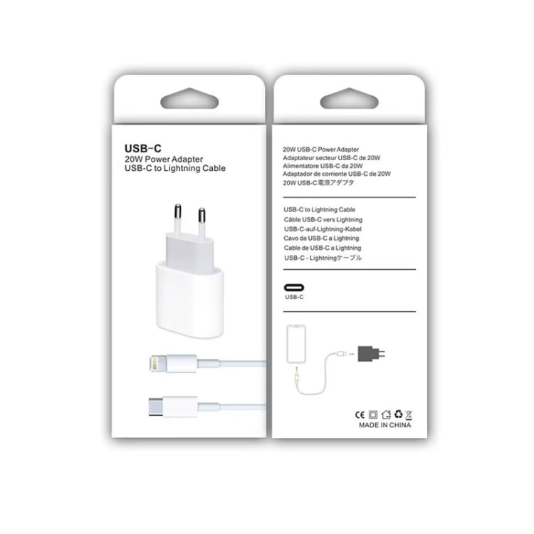2 in 1 PD 20W Single USB-C / Type-C Port Travel Charger + 3A PD3.0 USB-C / Type-C to 8 Pin Fast Charge Data Cable Set, Cable Length: 1m, EU Plug by buy2fix