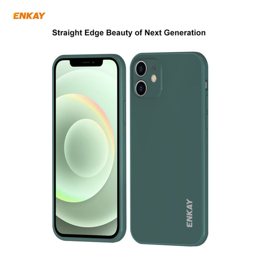 For iPhone 12 Hat-Prince ENKAY ENK-PC068 Liquid Silicone Straight Edge Shockproof Protective Case(Dark Green) - iPhone 12 / 12 Pro Cases by ENKAY | Online Shopping UK | buy2fix