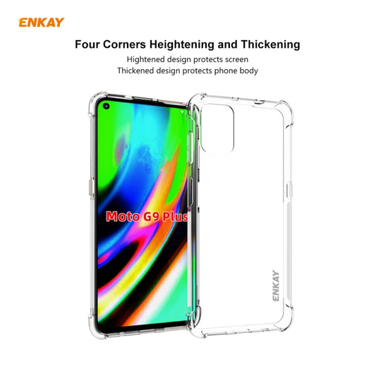 For Motorola Moto G9 Plus Hat-Prince ENKAY Clear TPU Shockproof Case Soft Anti-slip Cover + 0.26mm 9H 2.5D Tempered Glass Protector Film - Motorola Cases by ENKAY | Online Shopping UK | buy2fix