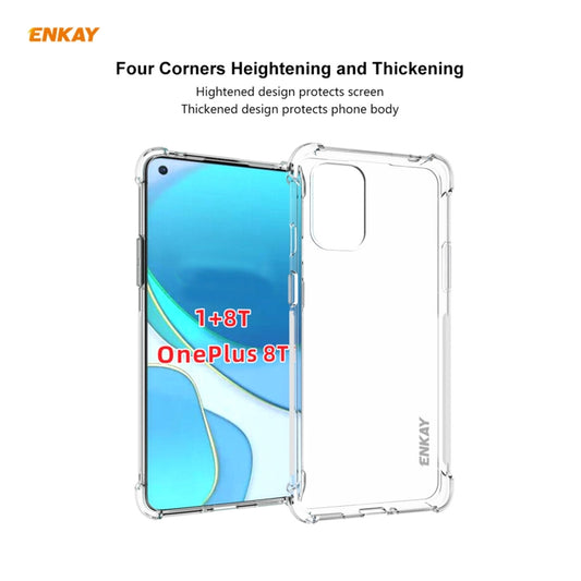 For OnePlus 8T Hat-Prince ENKAY Clear TPU Shockproof Case Soft Anti-slip Cover + 0.26mm 9H 2.5D Full Glue Full Coverage Tempered Glass Protector Film - OnePlus Cases by ENKAY | Online Shopping UK | buy2fix