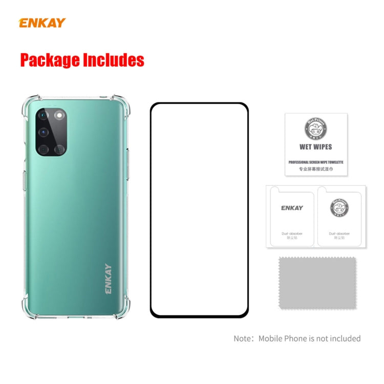 For OnePlus 8T Hat-Prince ENKAY Clear TPU Shockproof Case Soft Anti-slip Cover + 0.26mm 9H 2.5D Full Glue Full Coverage Tempered Glass Protector Film - OnePlus Cases by ENKAY | Online Shopping UK | buy2fix