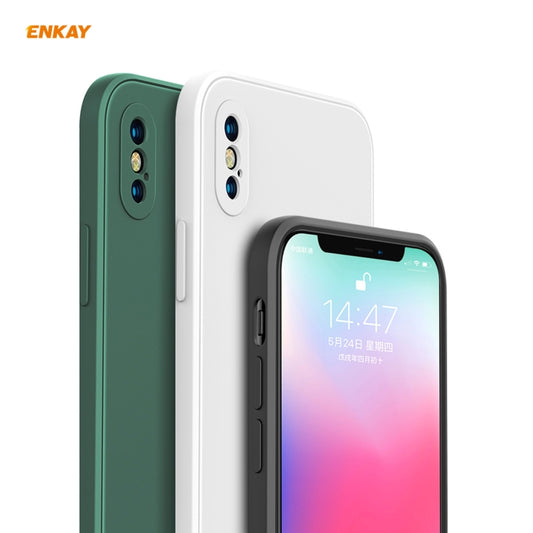 For iPhone X / XS ENKAY ENK-PC071 Hat-Prince Liquid Silicone Straight Edge Shockproof Protective Case(White) - More iPhone Cases by ENKAY | Online Shopping UK | buy2fix