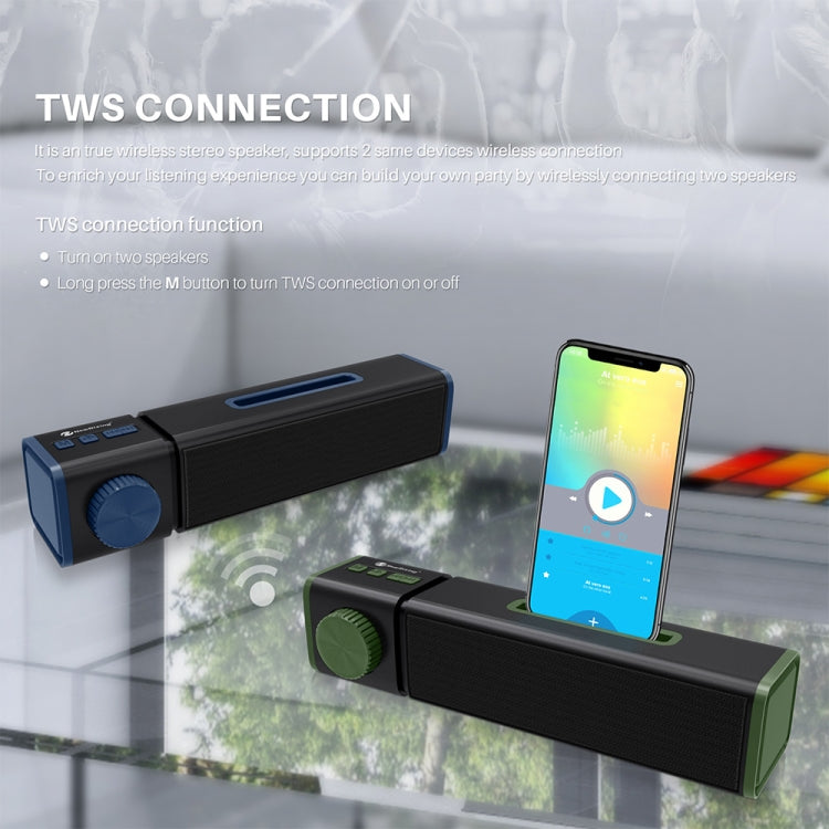 New Rixing NR4023 TWS Wireless Stereo Bluetooth Speaker, Support TF Card & MP3 & FM & Hands-free Call & 3.5mm AUX(Blue) - Desktop Speaker by NewRixing | Online Shopping UK | buy2fix