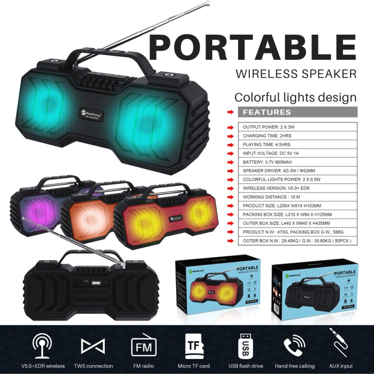 NewRixing NR-2029FMD TWS LED Flashlight Bluetooth Speaker, Support TF Card / FM / 3.5mm AUX / U Disk / Hands-free Calling(Red) - Desktop Speaker by NewRixing | Online Shopping UK | buy2fix