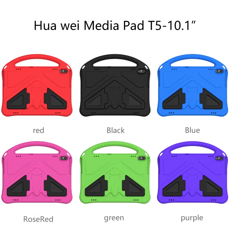 For Huawei MediaPad T5 10.1 EVA Flat Anti Falling Protective Case Shell with Holder(RoseRed) by buy2fix