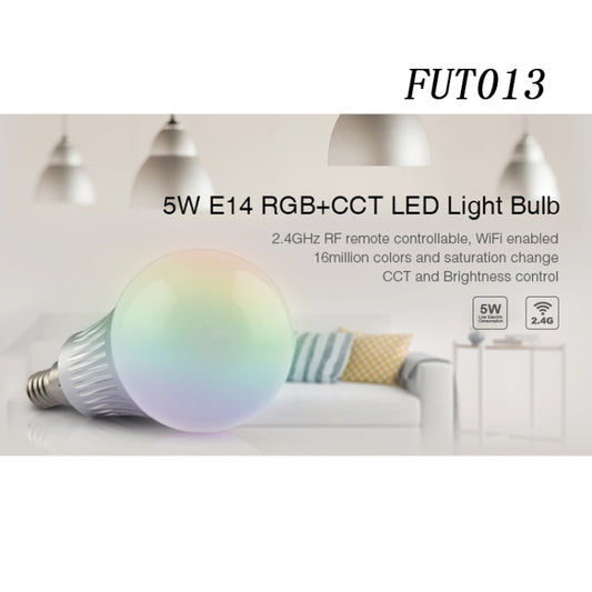 FUT013 5W E14 RGB + CCT LED Bulb AC100~240v 2.4g WiFi Remote Control Dimmable Led Lights by buy2fix