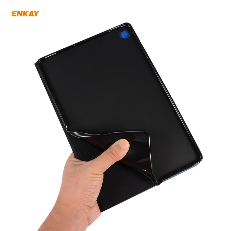 For Samsung Galaxy Tab A7 10.4 T500 / T505 2020 / 2022 ENKAY Coarse Cloth Pattern PU Leather + TPU Smart Case with Holder & Sleep / Wake-up Function(Black) - Other Galaxy Tab PC by ENKAY | Online Shopping UK | buy2fix