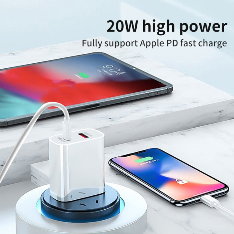 SDC-20WA+C 20W PD + QC 3.0 USB Dual Fast Charging Universal Travel Charger with Type-C / USB-C to 8 Pin Fast Charging Data Cable, UK Plug - USB Charger by buy2fix | Online Shopping UK | buy2fix