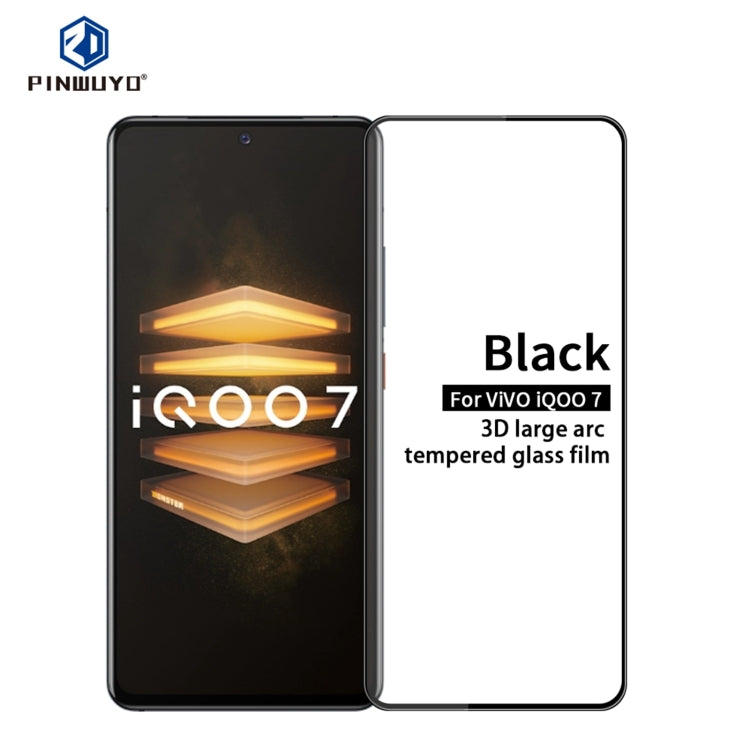 For vivo iQOO7 PINWUYO 9H 3D Curved Full Screen Explosion-proof Tempered Glass Film(Black) - vivo Tempered Glass by PINWUYO | Online Shopping UK | buy2fix