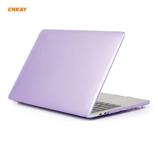 ENKAY 3 in 1 Crystal Laptop Protective Case + EU Version TPU Keyboard Film + Anti-dust Plugs Set for MacBook Pro 13.3 inch A1706 / A1989 / A2159 (with Touch Bar)(Purple) by ENKAY