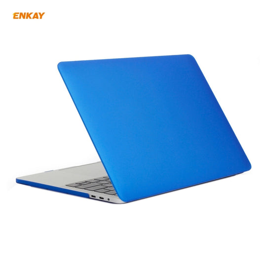 ENKAY 3 in 1 Matte Laptop Protective Case + EU Version TPU Keyboard Film + Anti-dust Plugs Set for MacBook Pro 13.3 inch A1706 / A1989 / A2159 (with Touch Bar)(Dark Blue) by ENKAY
