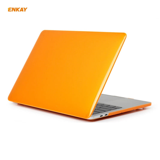 ENKAY 3 in 1 Crystal Laptop Protective Case + EU Version TPU Keyboard Film + Anti-dust Plugs Set for MacBook Pro 13.3 inch A1708 (without Touch Bar)(Orange) by ENKAY
