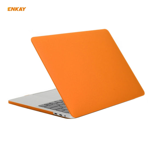 ENKAY 3 in 1 Matte Laptop Protective Case + EU Version TPU Keyboard Film + Anti-dust Plugs Set for MacBook Pro 15.4 inch A1707 & A1990 (with Touch Bar)(Orange) by ENKAY