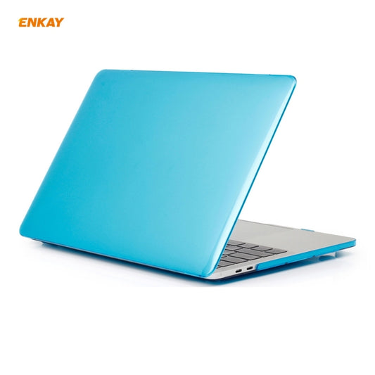 ENKAY 3 in 1 Crystal Laptop Protective Case + EU Version TPU Keyboard Film + Anti-dust Plugs Set for MacBook Pro 15.4 inch A1707 & A1990 (with Touch Bar)(Light Blue) by ENKAY